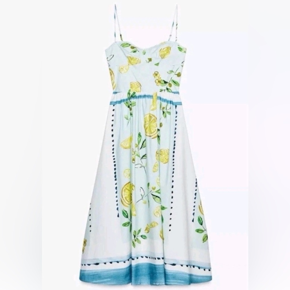 Zara Lemon Print cotton Dress NWT - Picture 11 of 13